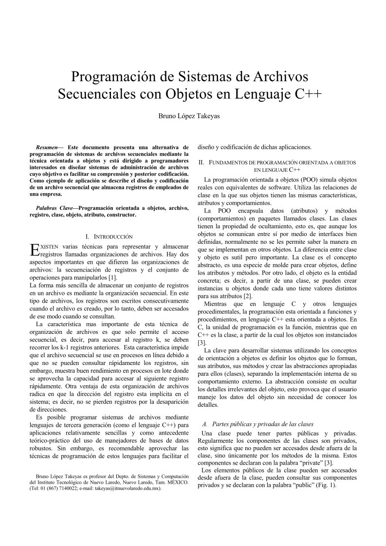 Imágen de pdf Prog. de sistemas de archivos secuenciales con objetos en Lenguaje C++